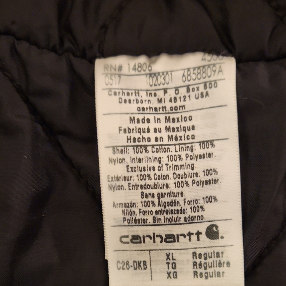 Carhartt Dark Brown Canvas Arctic Quilt Lined Mens Coat Jacket - Picture 11 of 14